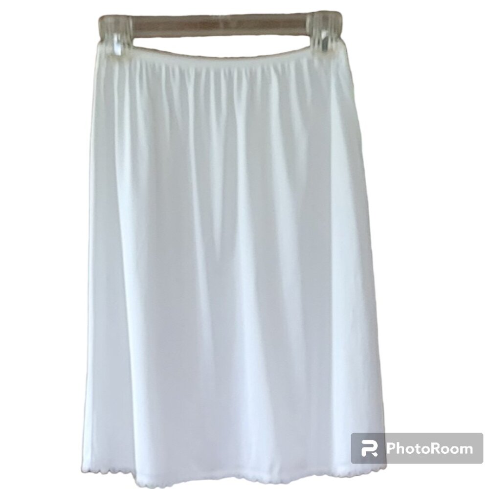 Vintage Warner's White Lace-Trim Satiny Slip Skirt Size Large Length 21"